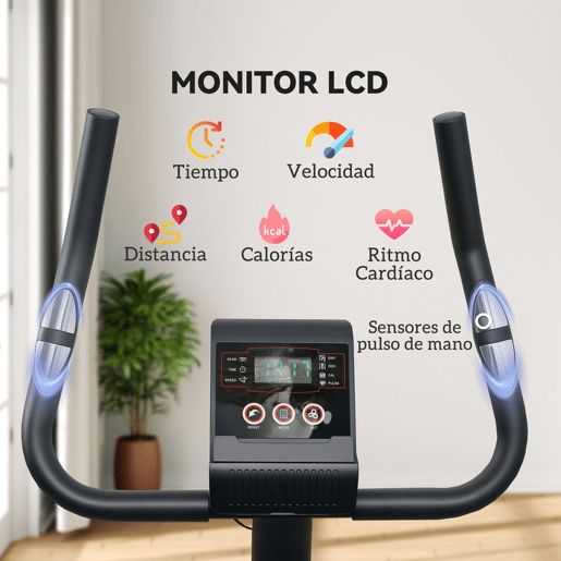 SPORTNOW Bicicleta Estática Silenciosa com 8 Níveis de Resistência Magnética Sensor de Frequência Assento Ajustável Ecrã LCD e Suporte para Telemóvel Carga 100 kg 88x50,5x131,5 cm Preto