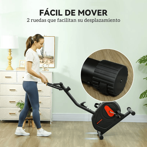 SPORTNOW Bicicleta Estática Silenciosa com 8 Níveis de Resistência Magnética Sensor de Frequência Assento Ajustável Ecrã LCD e Suporte para Telemóvel Carga 100 kg 88x50,5x131,5 cm Preto