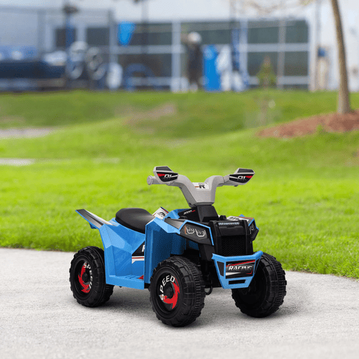 HOMCOM Quadriciclo Elétrico para Crianças 18-36 Meses Veículo Elétrico a Bateria de 6V com Velocidade 2,5 kmh Avanço e Marcha Atrás 70x41,5x48,5 cm Azul