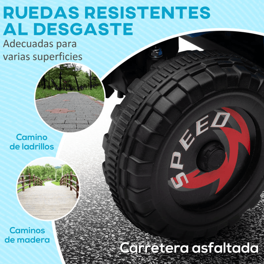 HOMCOM Quadriciclo Elétrico para Crianças 18-36 Meses Veículo Elétrico a Bateria de 6V com Velocidade 2,5 kmh Avanço e Marcha Atrás 70x41,5x48,5 cm Azul
