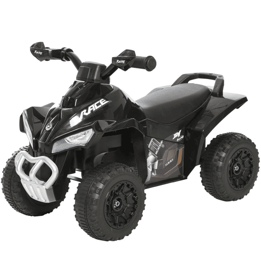 HOMCOM Quad Andador ATV para Crianças de 18-36 Meses com Luzes e Música, 4 Rodas, Suporta até 20 kg, 67,5x38x44 cm Preto