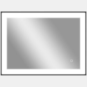 HOMCOM Espelho Casa de Banho com Luz LED 80x60 cm Espelho de Parede com Iluminação Ajustável Função Anti-Embaciamento Função Memória e Estrutura de Liga de Alumínio Preto
