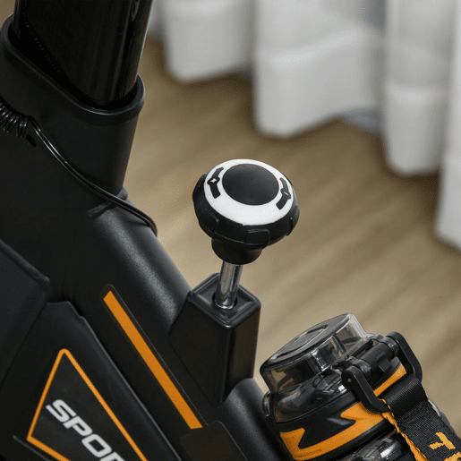 HOMCOM Bicicleta Estática com Resistência Ajustável Bicicleta Fitness com Volante de Inércia de 8kg Ecrã LCD Assento e Guiador Ajustáveis Suporte para Tablet 103x48x115cm Preto e Laranja