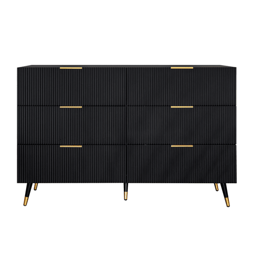 Cômoda de painel de partículas com 6 gavetas,preto