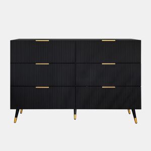 Cômoda de painel de partículas com 6 gavetas,preto