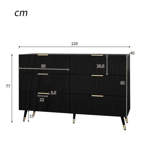 Cômoda de painel de partículas com 6 gavetas,preto