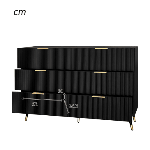 Cômoda de painel de partículas com 6 gavetas,preto
