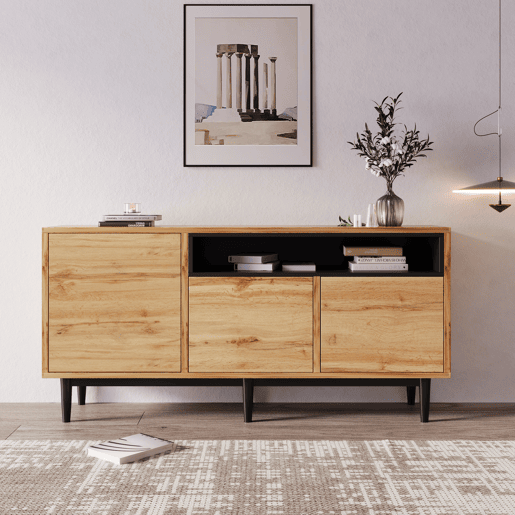 Aparador de mdf com 3 portas,natural