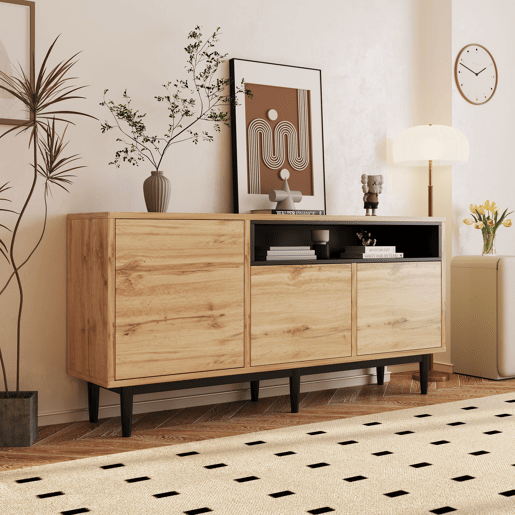 Aparador de mdf com 3 portas,natural