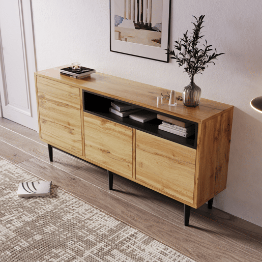 Aparador de mdf com 3 portas,natural