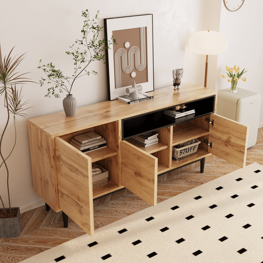 Aparador de mdf com 3 portas,natural