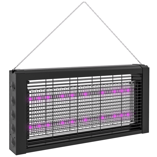 HOMCOM Lâmpada Anti-Mosquitos com Luz LED Mata Mosquitos Elétrico 8W Efetivo para 60 m² com Corrente para Interior Jardim Terraço Pátio 49x6x25 cm Preto