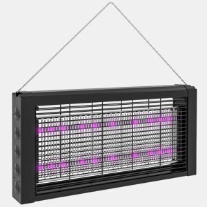 HOMCOM Lâmpada Anti-Mosquitos com Luz LED Mata Mosquitos Elétrico 8W Efetivo para 60 m² com Corrente para Interior Jardim Terraço Pátio 49x6x25 cm Preto
