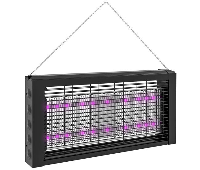 Homcom lámpara antimosquitos con luces led mata mosquitos eléctrico efecto 60 m² para interior dispositivo de suspensión o independiente 49x6x25 cm