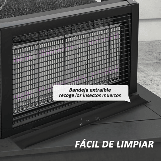HOMCOM Lâmpada Anti-Mosquitos com Luz LED Mata Mosquitos Elétrico 8W Efetivo para 60 m² com Corrente para Interior Jardim Terraço Pátio 49x6x25 cm Preto