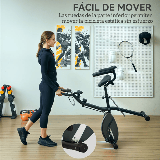 SPORTNOW Bicicleta Estática Dobrável com Resistência Magnética de 8 Níveis Bicicleta Estática Dobrável com Encosto Volante Ecrã LCD e Banda de Resistência Carga 110 kg 43x97x109 cm Preto