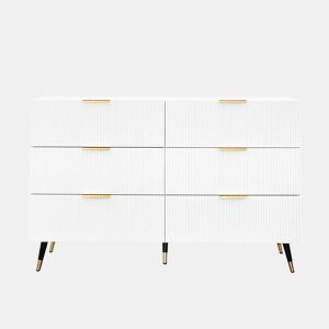 Cômoda de painel de partículas com 6 gavetas,branco