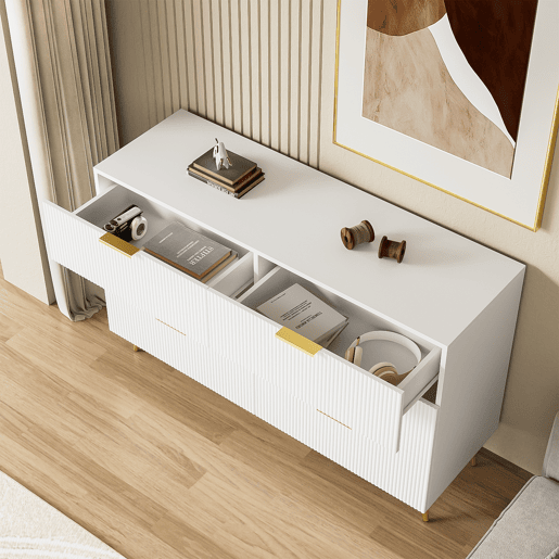 Cômoda de painel de partículas com 6 gavetas,branco Cômoda de painel de partículas com 6 gavetas,branco