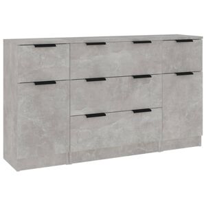 vidaXL 3 pcs conjunto de aparadores madeira processada cinza cimento