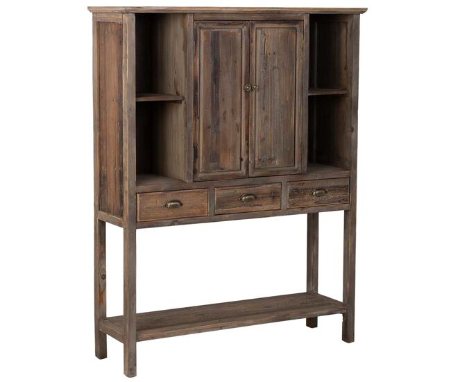 Armario de madera con 2 puertas y 3 cajones 127x40x163,5h cm