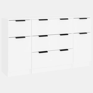 vidaXL 3 pcs conjunto de aparadores madeira processada branco