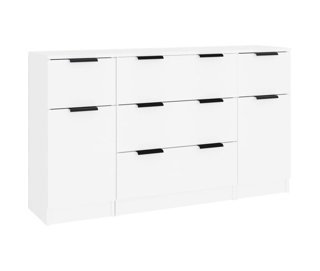 Vidaxl set de aparador de 3 piezas de madera contrachapada blanco