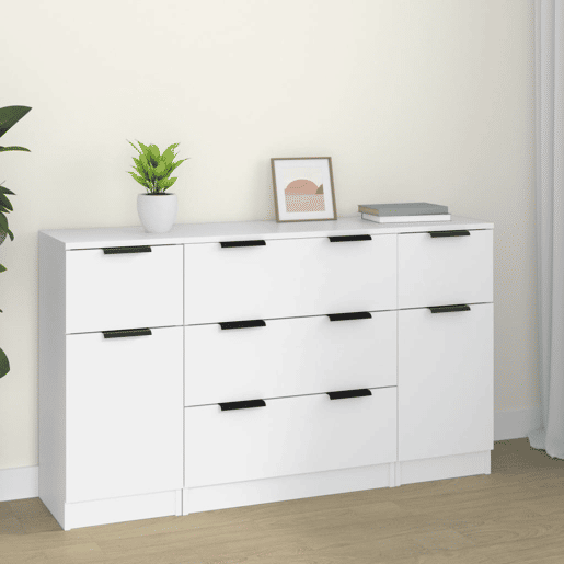 vidaXL 3 pcs conjunto de aparadores madeira processada branco vidaXL 3 pcs conjunto de aparadores madeira processada branco