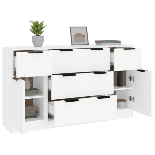 vidaXL 3 pcs conjunto de aparadores madeira processada branco vidaXL 3 pcs conjunto de aparadores madeira processada branco