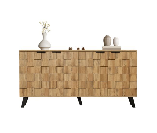 Aparador de panel de partículas con 4 puertas,madera