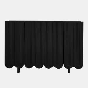 Aparador de painel de partículas com 4 portas,preto