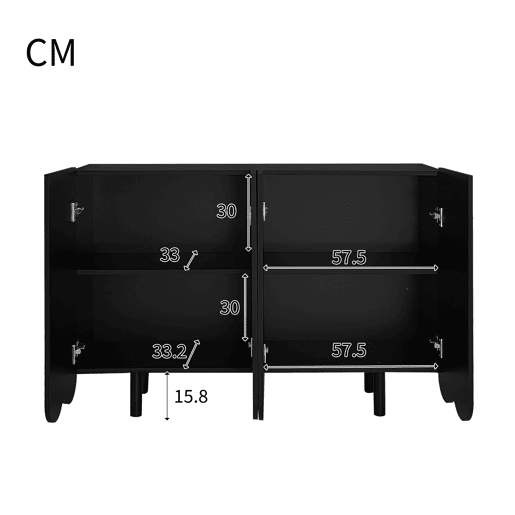 Aparador de painel de partículas com 4 portas,preto