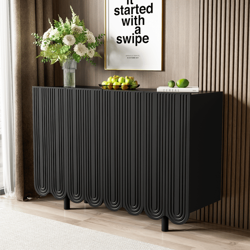 Aparador de painel de partículas com 4 portas,preto