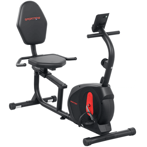 SPORTNOW Bicicleta Estática Silenciosa de 8 Níveis de Resistência Magnética com Assento Ajustável Ecrã LCD e Suporte para Telemóvel para Treino em Casa Carga 100 kg 103-139x61x100,5 cm Preto