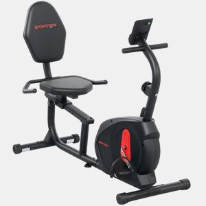 SPORTNOW Bicicleta Estática Silenciosa de 8 Níveis de Resistência Magnética com Assento Ajustável Ecrã LCD e Suporte para Telemóvel para Treino em Casa Carga 100 kg 103-139x61x100,5 cm Preto