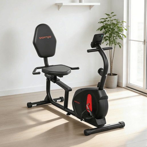 SPORTNOW Bicicleta Estática Silenciosa de 8 Níveis de Resistência Magnética com Assento Ajustável Ecrã LCD e Suporte para Telemóvel para Treino em Casa Carga 100 kg 103-139x61x100,5 cm Preto
