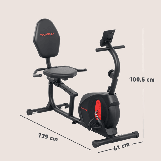 SPORTNOW Bicicleta Estática Silenciosa de 8 Níveis de Resistência Magnética com Assento Ajustável Ecrã LCD e Suporte para Telemóvel para Treino em Casa Carga 100 kg 103-139x61x100,5 cm Preto