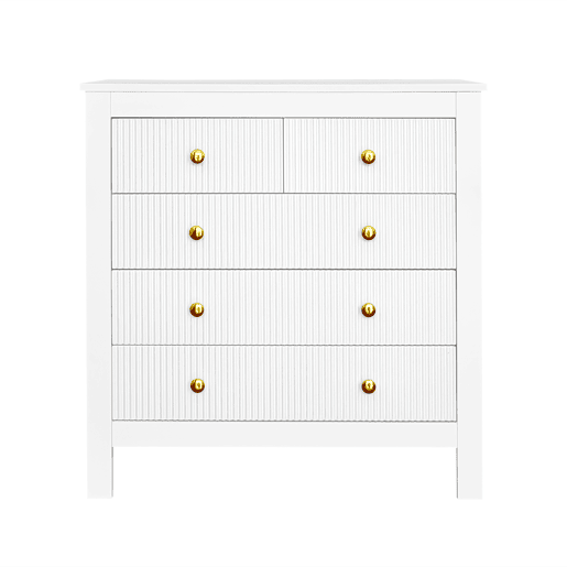 Cômoda de painel de partículas com 5 gavetas,branco Cômoda de painel de partículas com 5 gavetas,branco