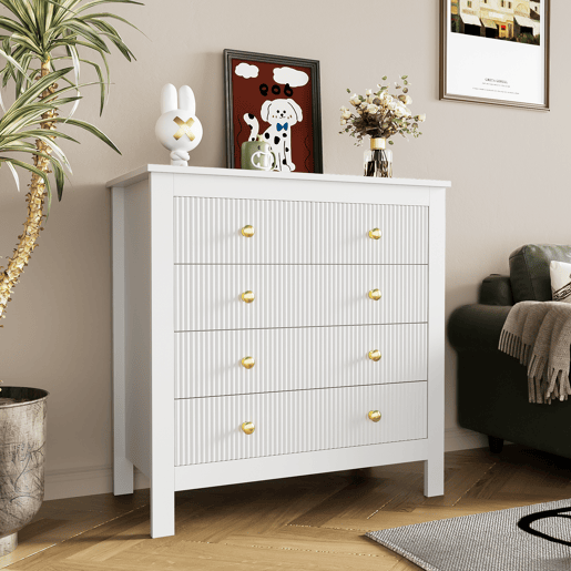 Cômoda de painel de partículas com 5 gavetas,branco Cômoda de painel de partículas com 5 gavetas,branco