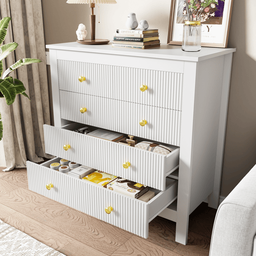 Cômoda de painel de partículas com 5 gavetas,branco Cômoda de painel de partículas com 5 gavetas,branco