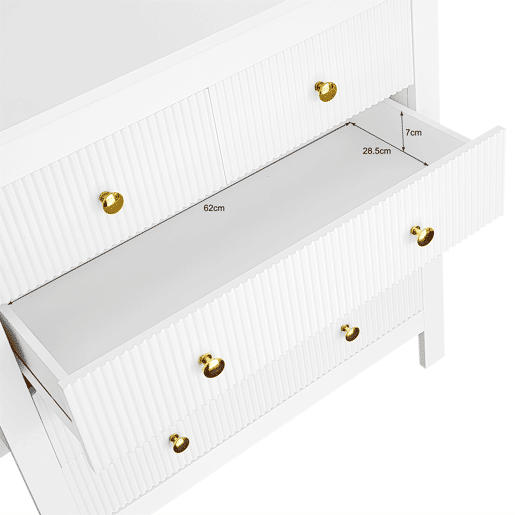 Cômoda de painel de partículas com 5 gavetas,branco Cômoda de painel de partículas com 5 gavetas,branco