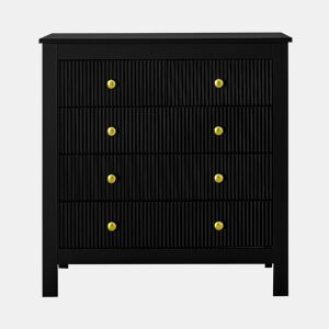 Cômoda de painel de partículas com 5 gavetas,preto