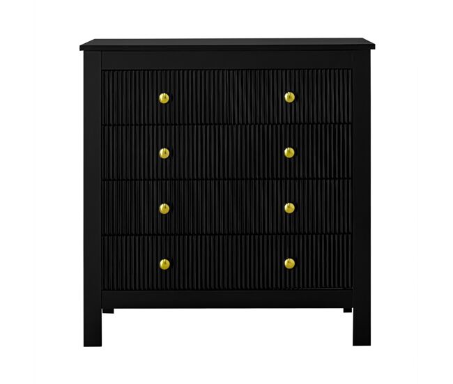 Cómoda de panel de partículas con 5 cajones,negro