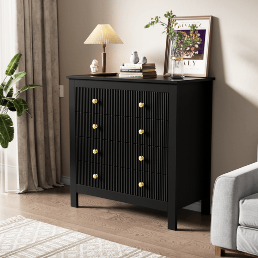 Cômoda de painel de partículas com 5 gavetas,preto