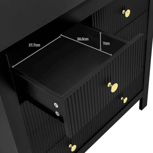 Cômoda de painel de partículas com 5 gavetas,preto
