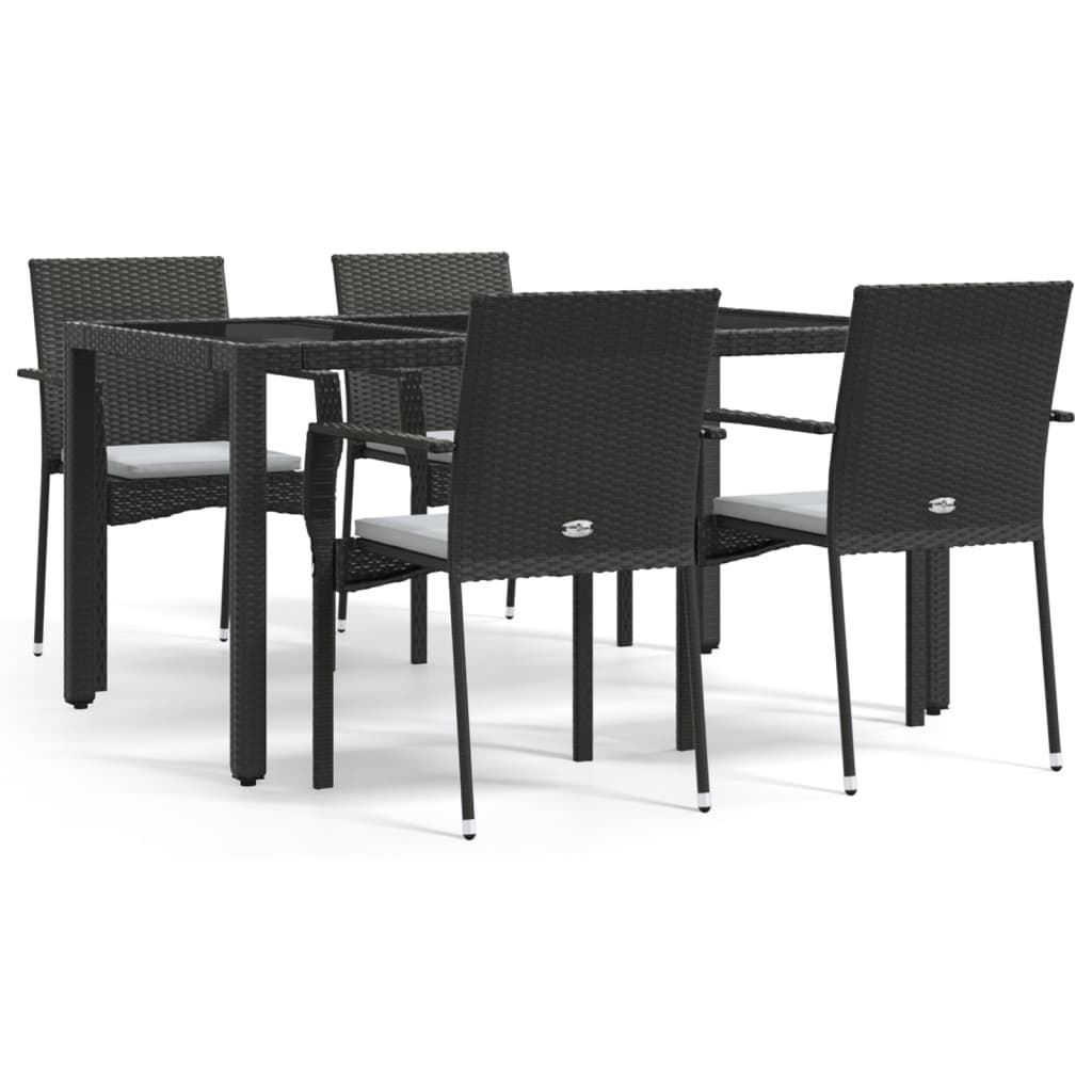 Set de muebles jardín 5 pzas con cojines ratán sintético negro