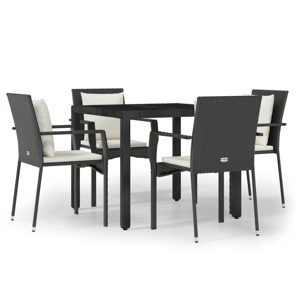 Set de muebles jardín 5 pzas con cojines ratán sintético negro
