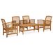 Juego de muebles de jardín 5 piezas madera maciza de acacia Juego de muebles de jardín 5 piezas madera maciza de acacia Marrón