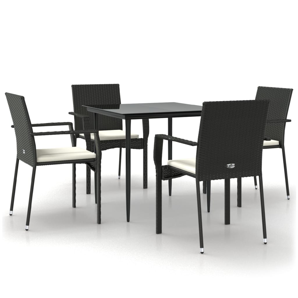 set de muebles jardin 5 pzas con cojines ratan sintetico negro