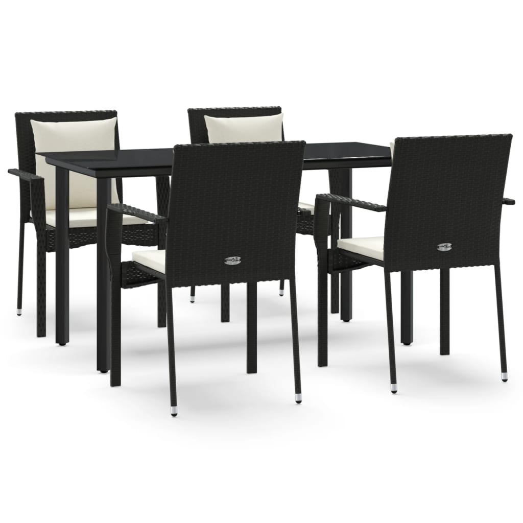 Set de muebles jardín 5 pzas con cojines ratán sintético negro