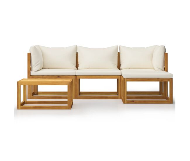 Juego muebles de jardín y cojines 5 piezas madera maciza acacia